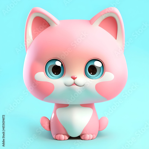 Cartoon character puppy 3d illustration for children. Cute fairytale cat print for clothes, stationery, books, merchandise. Toy puppy 3D character banner, background. Cartoon character 3d cat.