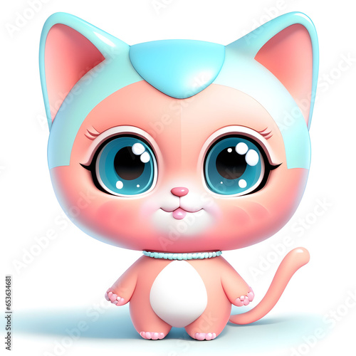 Cartoon character puppy 3d illustration for children. Cute fairytale cat print for clothes, stationery, books, merchandise. Toy puppy 3D character banner, background. Cartoon character 3d cat.