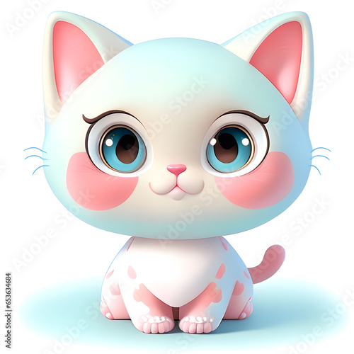 Cartoon character puppy 3d illustration for children. Cute fairytale cat print for clothes, stationery, books, merchandise. Toy puppy 3D character banner, background. Cartoon character 3d cat.