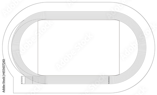 陸上競技場8レーン_ラインアート