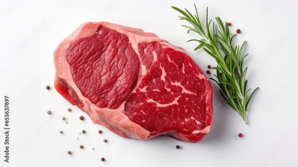 Obraz premium fresh raw rib eye steak isolated on white background.