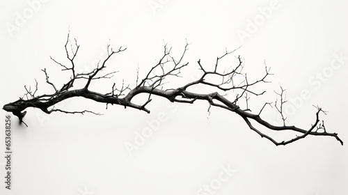 A black and white photo of a dead tree branch