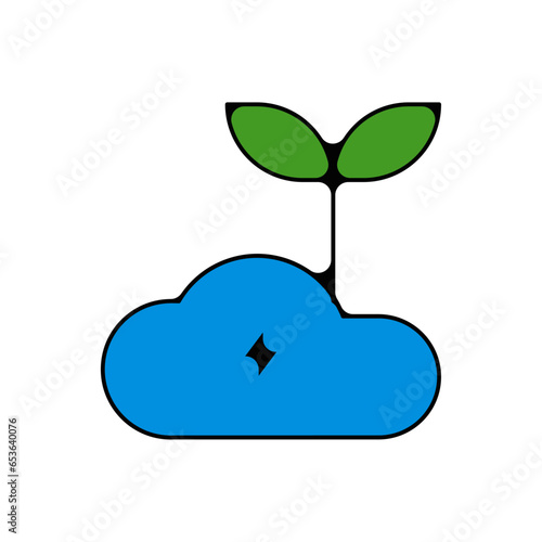 picto logo icones et symbole ecologie nuage pluie energie eau couleur bleu et vert nature