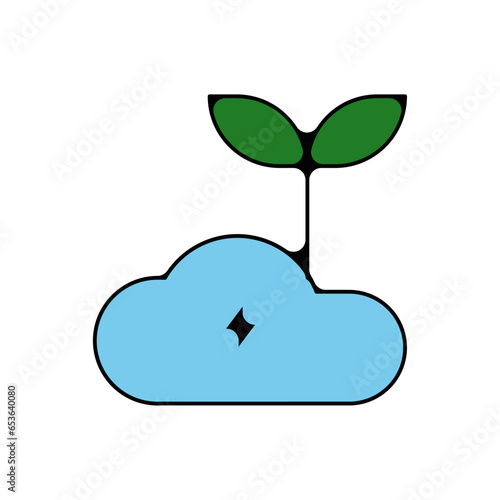 picto logo icones et symbole ecologie nuage pluie energie eau couleur bleu et vert