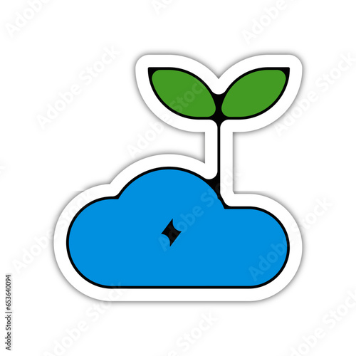 picto logo icones et symbole ecologie nuage pluie energie eau couleur bleu et vert nature relief