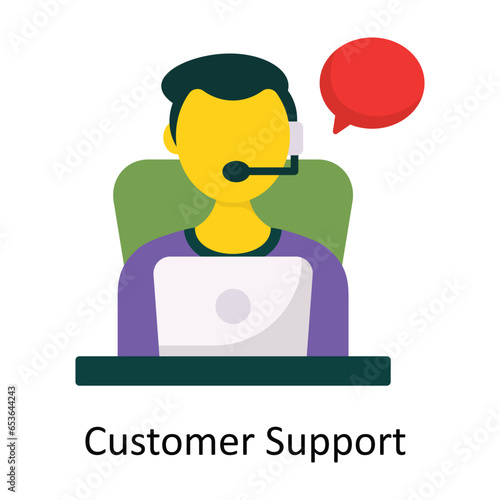 Customer Support  vector Flat Icon Design illustration. Symbol on White background EPS 10 File 