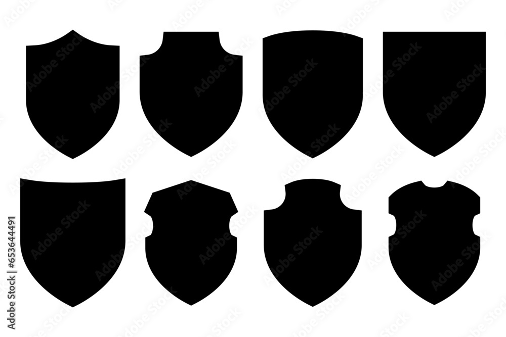 Shield silhouette icon symbol set Shield silhouette icon symbol set
