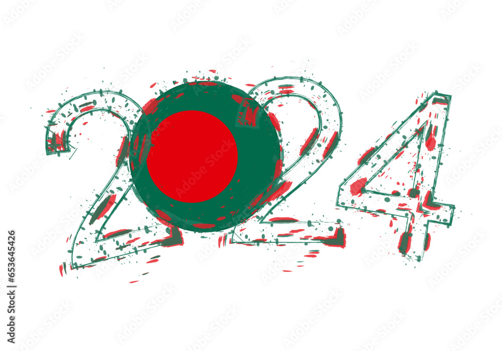 2024 Year in grunge style with flag of Bangladesh. 2024 Year in grunge style with flag of Bangladesh.