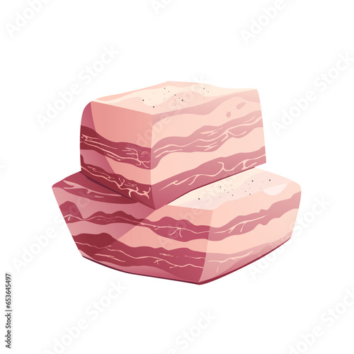 Lard is a Traditional Ukrainian Food. Salo Icon Isolated. Dish of National Ukrainian Cuisine. Vector Cartoon Illustration.