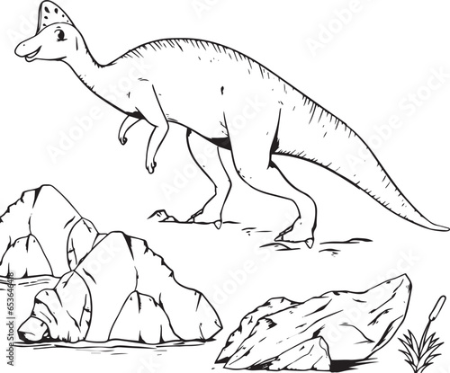 Hand drawn corythosaurs illustration for children's picture book photo