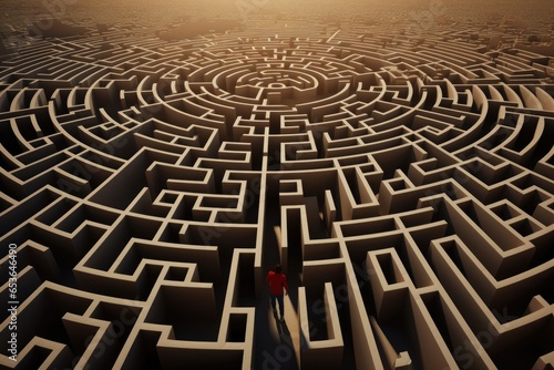 This 3D rendering image showcases a businessman navigating his way through a maze, symbolizing the challenging journey toward success. Join him on this path of determination!

 Generative AI
