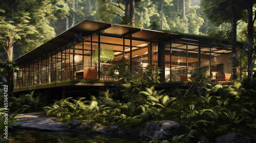 A transparent haven in the heart of the forest, the glass house seamlessly blends with nature, offering an immersive and tranquil retreat.