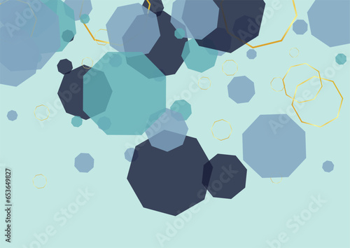 Blue-Gray Polygon Background Blue Vector. Hexagon Formula Design. Data Illustration. Turquoise Cell Innovation. Honeycomb Texture.