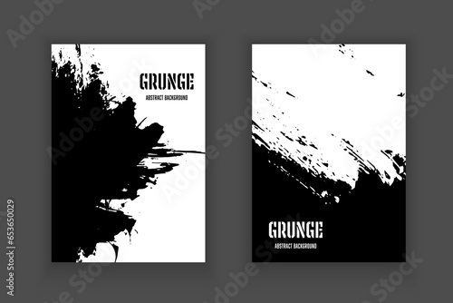 Vector cover book template brush stroke and ink stain abstract background.