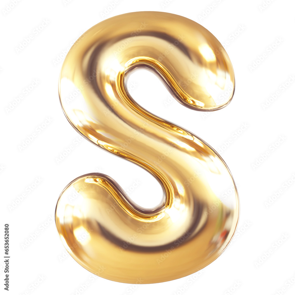 Gold Letter S Bubble - 3d Aphabet Font Gold Letter S Bubble - 3d Aphabet Font
