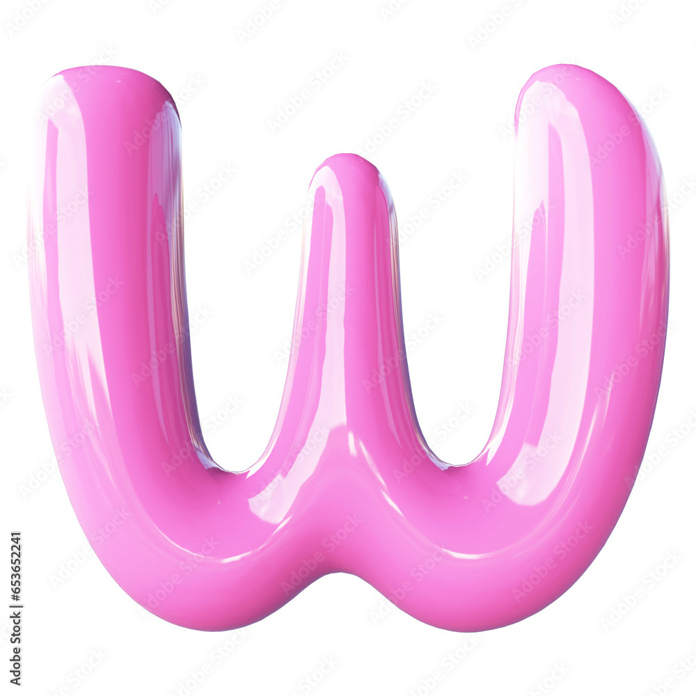 Pink Letter W Bubble - 3d Aphabet Font Pink Letter W Bubble - 3d Aphabet Font