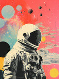 astronaut in colorful space