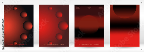 Futuristic Background Set with Gradient Mesh Holographic Shapes. Vector Template Design for your Business. Minimal Print Set in Red Colors for Your Identity Style.