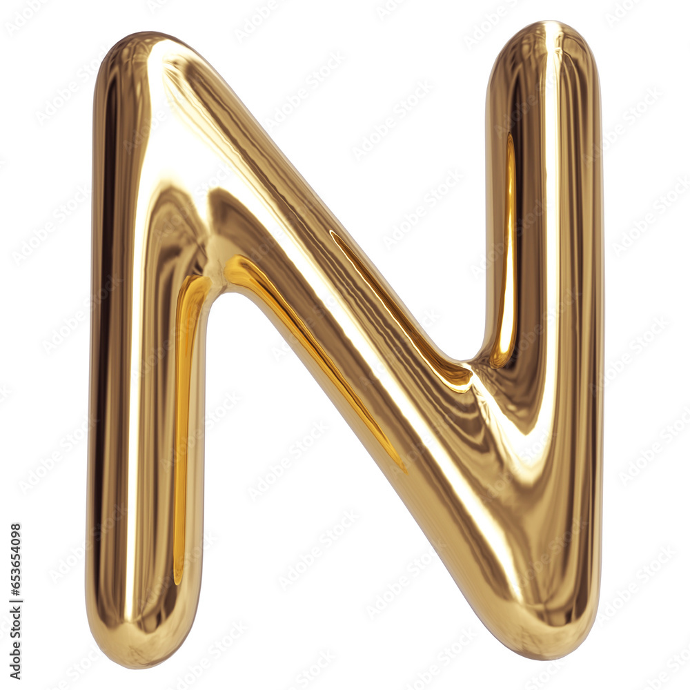 Gold Letter N Bubble - 3d Aphabet Font Gold Letter N Bubble - 3d Aphabet Font
