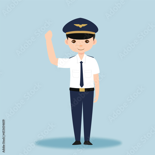 Pilot Officer cartoon character with Uniform