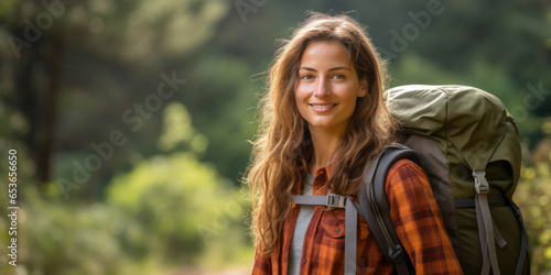 Young Woman Hiking And Going Camping In Nature A Solo Female Hiker Preparing For A Camping Trip In The Wilderness . Сoncept Backpacking Basics For Women, Finding The Right Gear For Long Hikes
