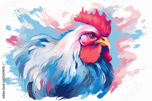 watercolor style design, design of a chicken