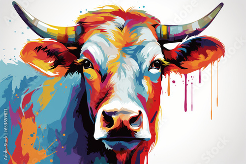 watercolor style design design of a buffalo