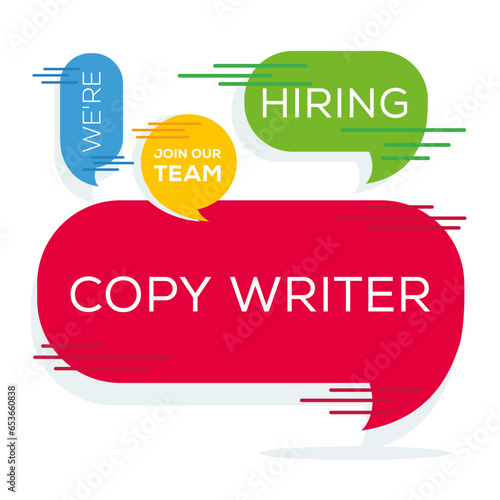 We are hiring (Copy Writer), Join our team, vector illustration.