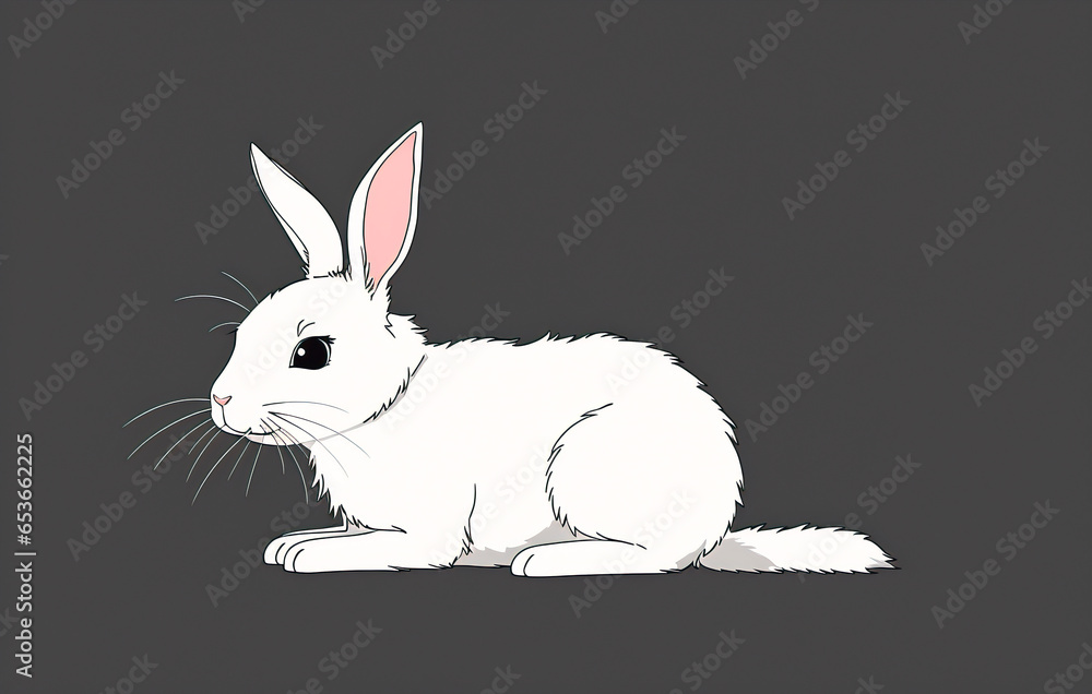 Fototapeta premium white rabbit on a gray background. Coloring page outline