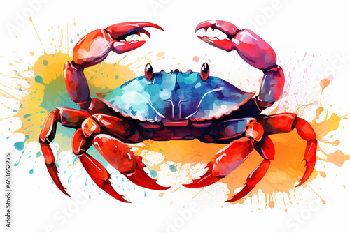 watercolor style design, design of a crab photo