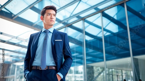 Wallpaper Mural a asian businessman smiling outside of office building Torontodigital.ca