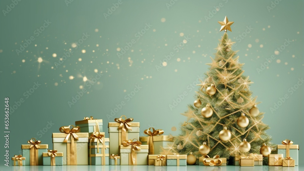 3d rendered Christmas tree adorned with gifts