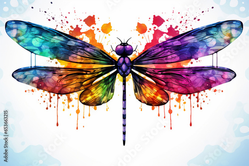 watercolor style design, design of a dragonfly photo
