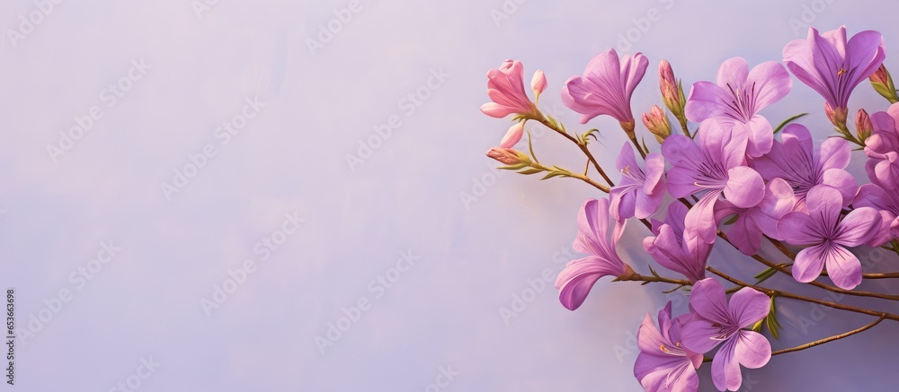 Native to South America the Jacaranda flower is isolated on a isolated pastel background Copy space