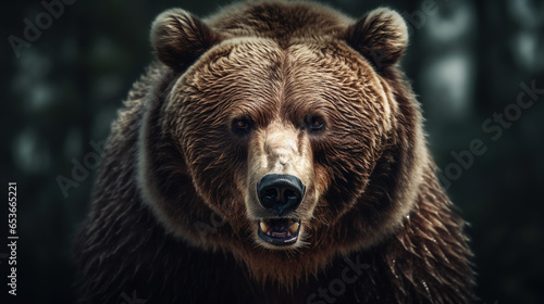 Portrait shot of an aggressive Grizzly Bear