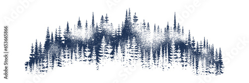 Vector sketch, banner. Forest, imitation of a pencil drawing.	