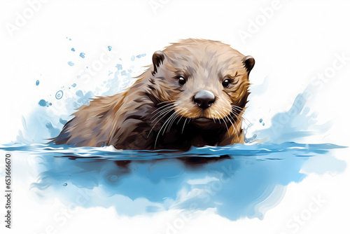 watercolor style design, design of a ferret photo