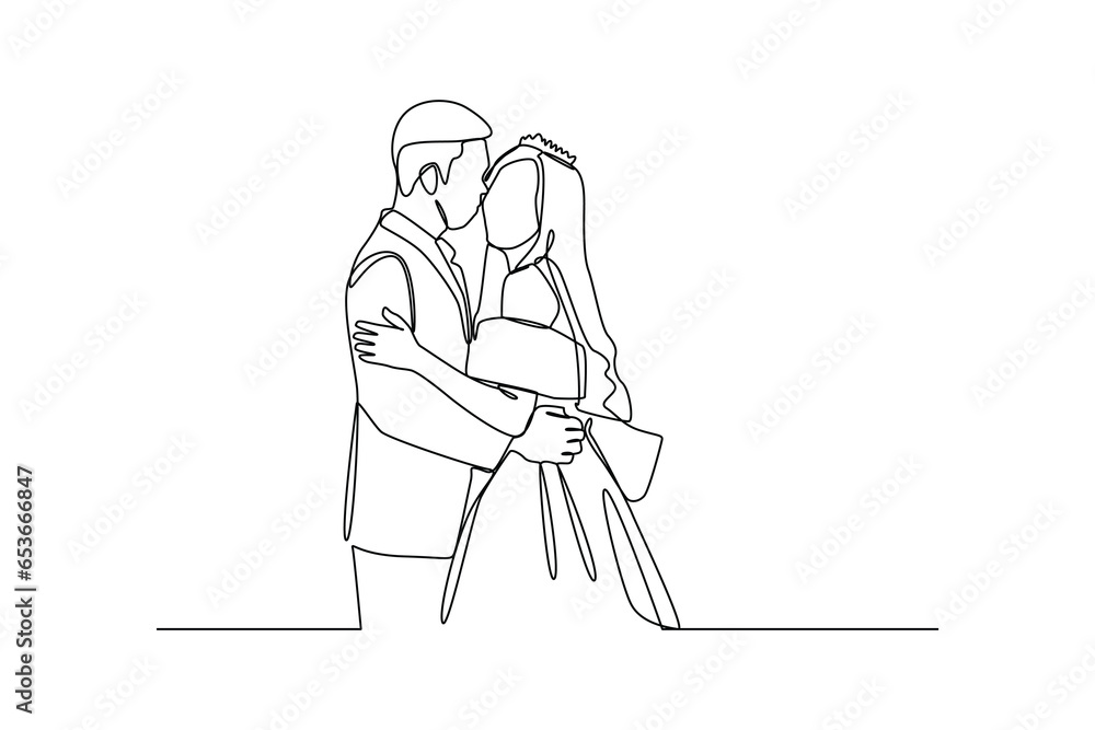 Young marriage. Hand drawn style vector design illustrations, Newlyweds holding hands, hugging, wedding minimalist concept. Element for wedding. Young marriage. Hand drawn style vector design illustrations, Newlyweds holding hands, hugging, wedding minimalist concept. Element for wedding.