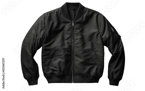 Canvas Print Black Baseball Jacket Isolated on a Transparent Background PNG.