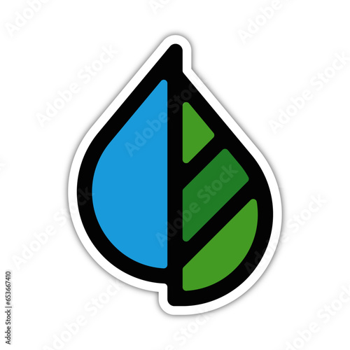 picto logo icones et symbole ecologie logo feuille natture et eau couleur vert et bleu relief