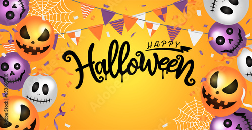 Happy halloween web banner illustration ( balloons motif )