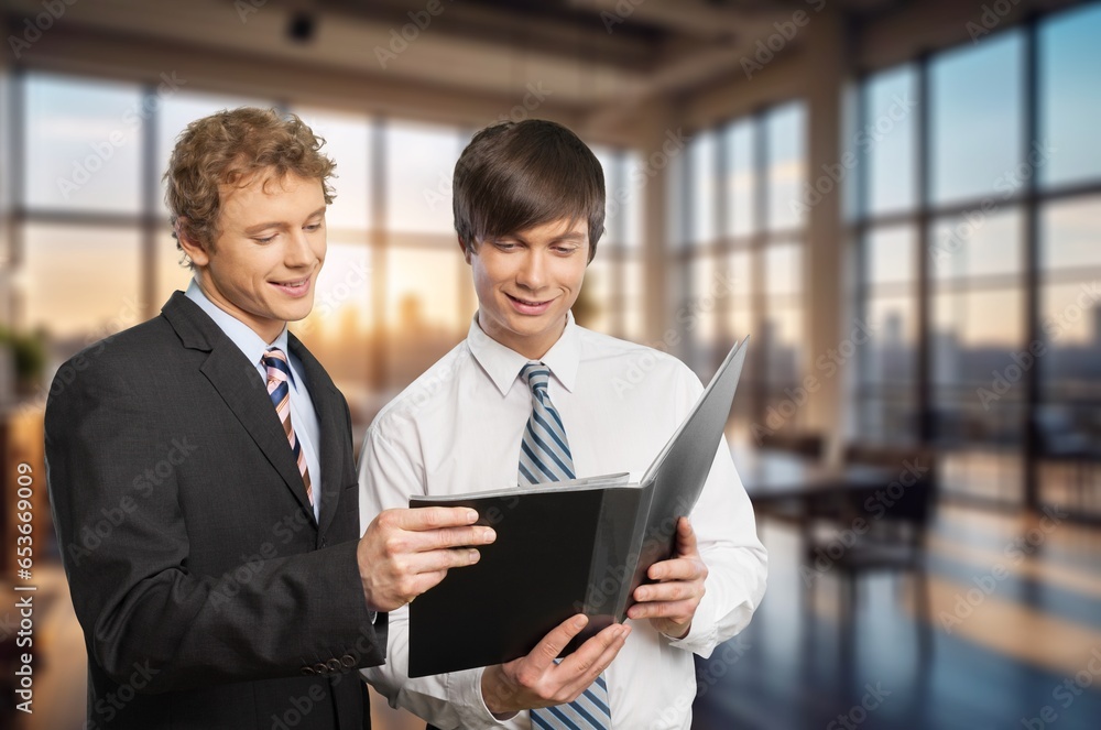Two professional smart business people in office, AI generated image Two professional smart business people in office, AI generated image