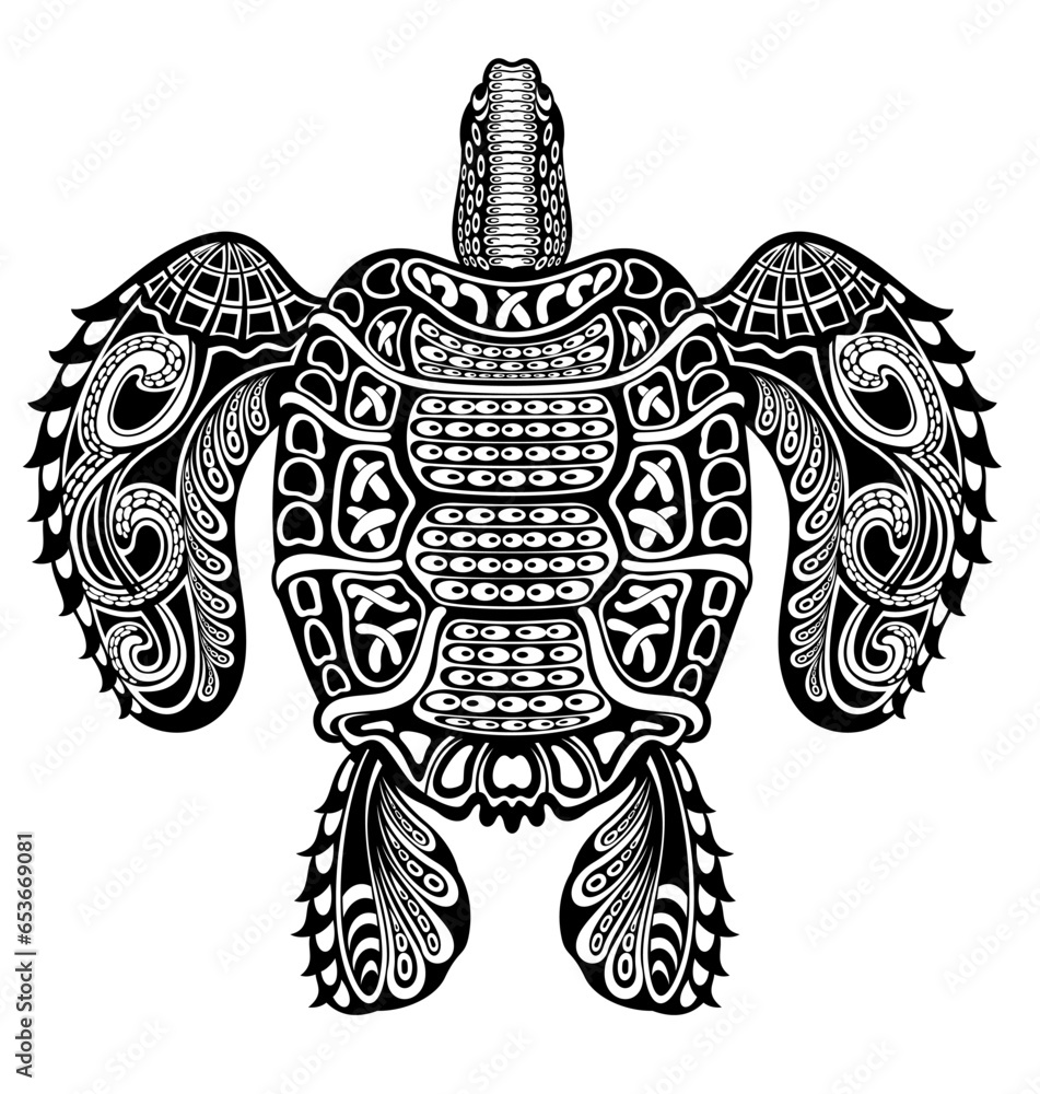 Vector black silhouette of a turtle isolated on a white background ...