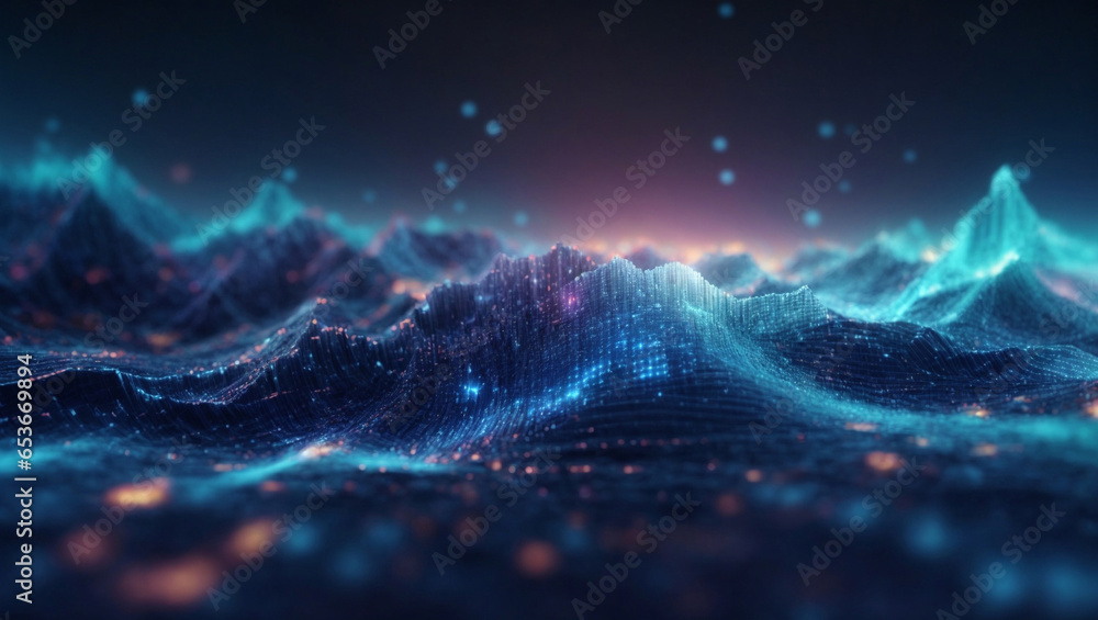 Abstract dark and blue digital background, Futuristic information technology concept. Generative Ai - obrazy, fototapety, plakaty 