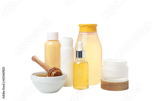 PNG, Honey cosmetics, self care products, isolated on white background