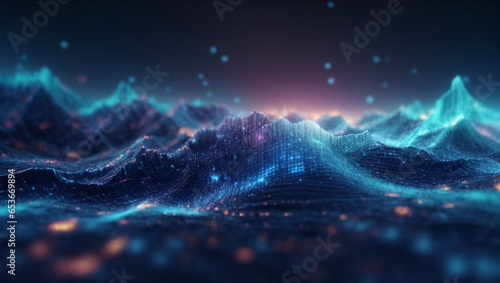 Abstract dark and blue digital background, Futuristic information technology concept. Generative Ai