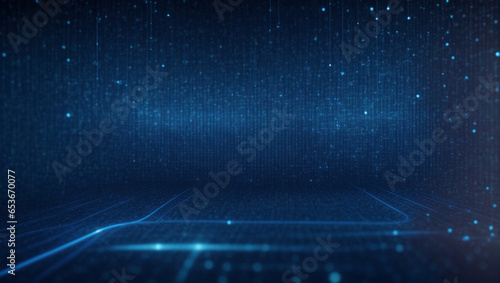 Abstract dark and blue digital background, Futuristic information technology concept. Generative Ai
