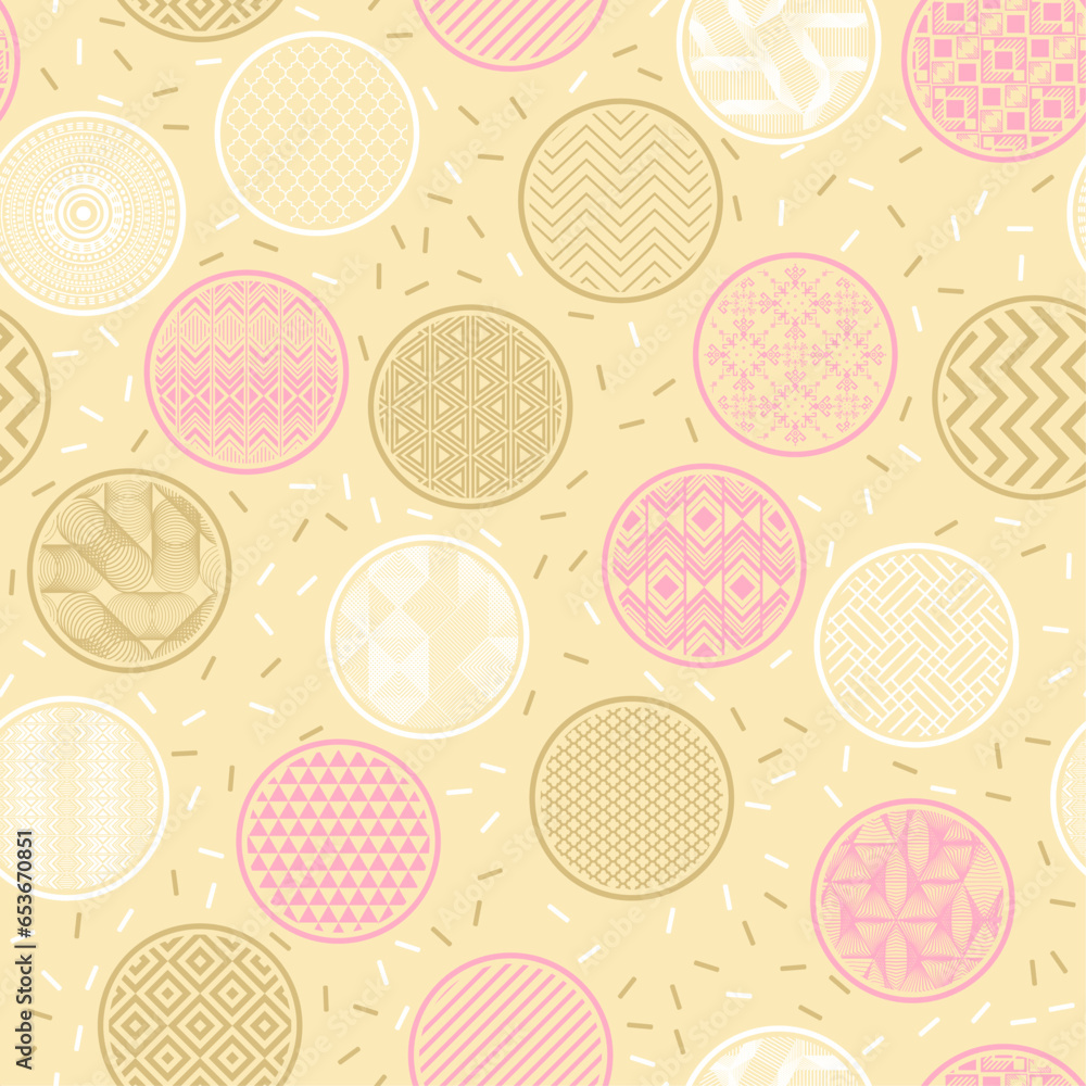 Elegant wrapping paper swatch vector endless pattern. Circular shapes with oriental Elegant wrapping paper swatch vector endless pattern. Circular shapes with oriental