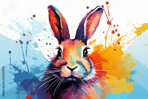 watercolor style design, design of a rabbit