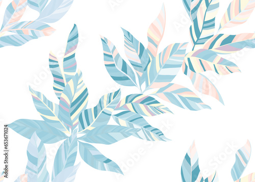 Decorative houseplant leafage endless pattern design. Simple organic summer t...